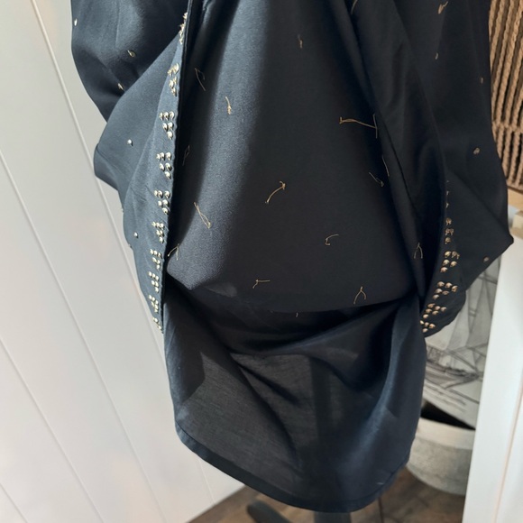 Free People Soho Studded Black Sleeveless Mini Dress Womens Size 6 Black Gold - Picture 8 of 8